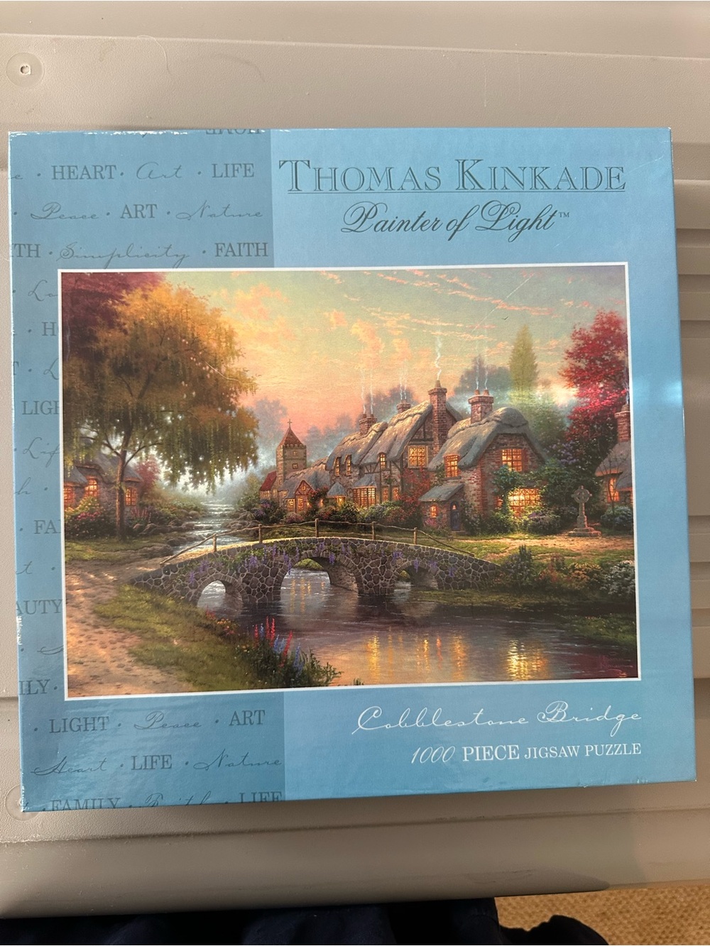 Thomas Kinkade Puzzle Box - Teal Blue Artwork